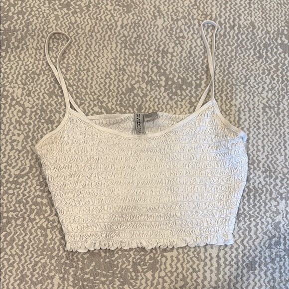 White Smocked Crop Top - Picture 1 of 2